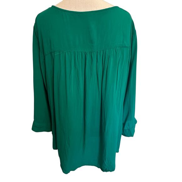 Torrid Lattice Criss Cross Top Womens Size 2X Jewel Green Challis Flowy Blouse - Picture 4 of 9